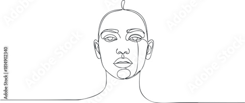 Minimalist line art illustration of a human face, perfect for modern design projects and artistic branding.
