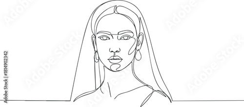 Minimalist line art illustration of a woman with elegant features, ideal for fashion and beauty branding projects