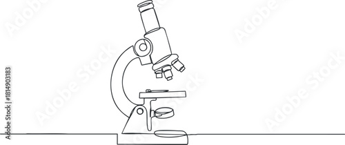 Outline vector illustration of a laboratory microscope, ideal for educational and scientific projects.