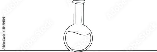 Minimalist line art vector illustration of a laboratory beaker for science and education projects