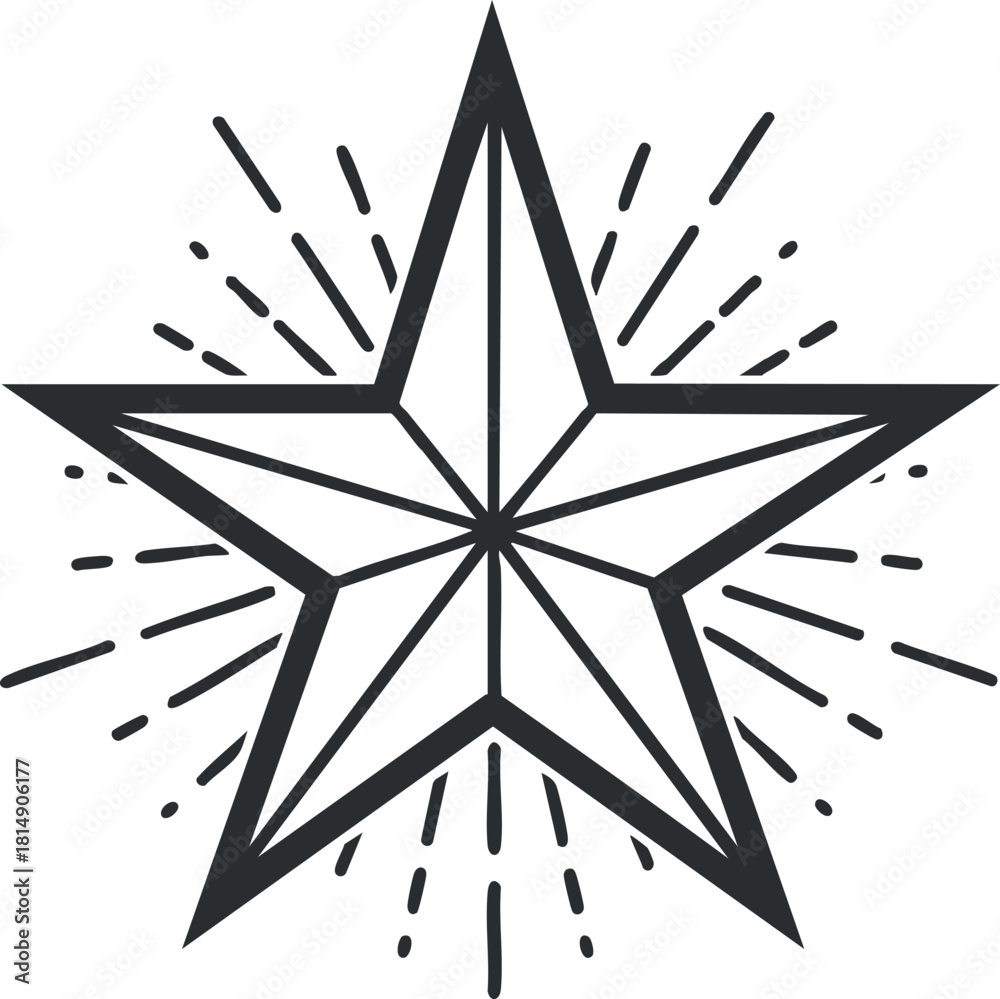 Obraz premium Geometric vector illustration of a star with burst rays, ideal for decorative design and branding projects
