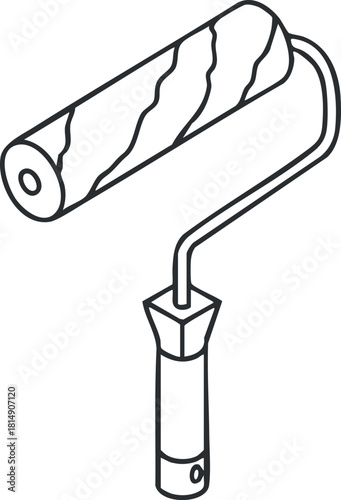 Outline vector illustration of a paint roller tool, suitable for home renovation and interior design projects