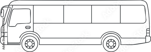 Outline vector illustration of a bus in a side view, ideal for transportation-themed design projects and graphics.