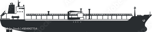 Silhouette vector illustration of a cargo ship designed for transportation and logistics projects.