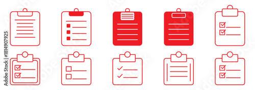 Clipboard thin line icon set. Document, file, task minimal editable stroke icons.Simple checklist clipboard silhouette icon minimalist vector illustration isolated on white background