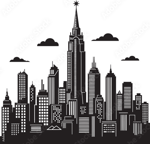 Illustration of New york city skyline silhouette Landmark Architecture urban scene Travel