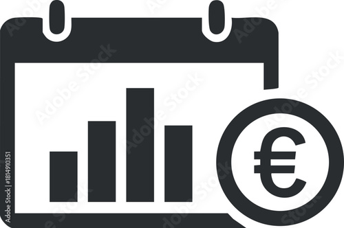Modern flat design of a calendar and euro symbol representing financial planning and data analysis for business projects