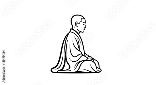 Monk in Meditation: A Serene Depiction of Mindfulness and Inner Peace.