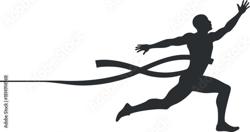 Dynamic silhouette vector illustration of a runner in motion symbolizing speed and athletic performance for fitness and sports branding.