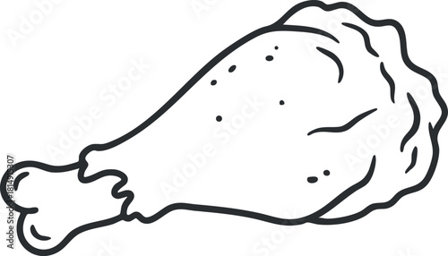Outline vector illustration of a chicken drumstick, perfect for culinary and food-related design projects.