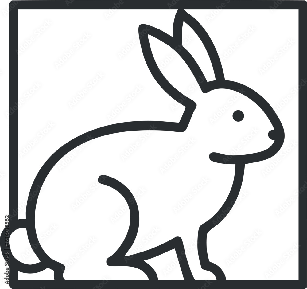 Fototapeta premium Outline vector illustration of a rabbit in a minimalist style, ideal for nature-themed design projects and icons