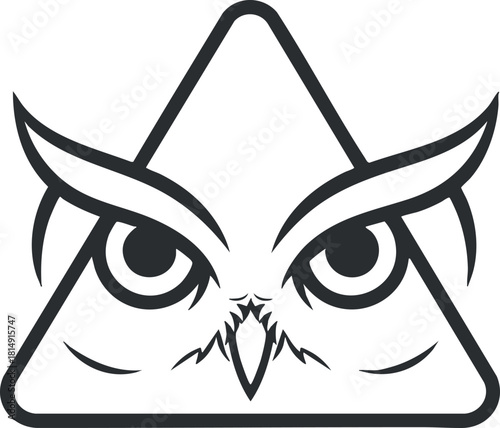 Stylized geometric vector illustration of an owl within a triangle, ideal for logos and modern design projects