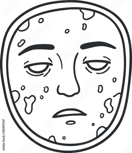 Cartoon-style vector illustration featuring a bored face with a quirky expression, perfect for humorous design projects.