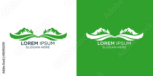 Mountain logo for outdoor adventure brand, presenting a professional mountain range silhouette perfect for eco-friendly business, nature club, and travel company