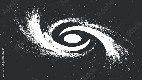 Abstract white vector illustration of a spiral galaxy, perfect for space-themed design projects and cosmic art.