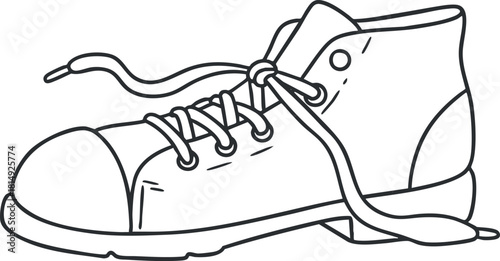 Outline vector illustration of a casual sneaker shoe design for fashion-related projects and branding