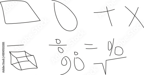 Hand Drawn Mathematical Symbols and Geometric Shapes