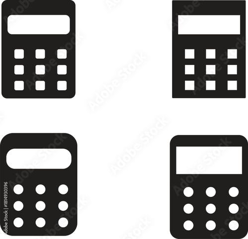 Set of Four Black Calculator Icons device technology
