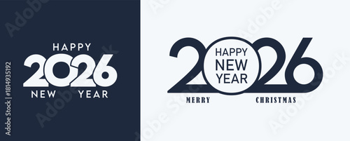 2026 New Year logo design template, stylish typography, collection of 2026 Happy New Year, 2026 number design, vector illustration for greeting card, poster, calendar, invitation, banner