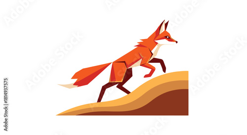 Geometric fox leaping uphill