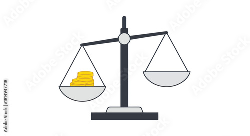 Scales of justice with gold coins on one side
