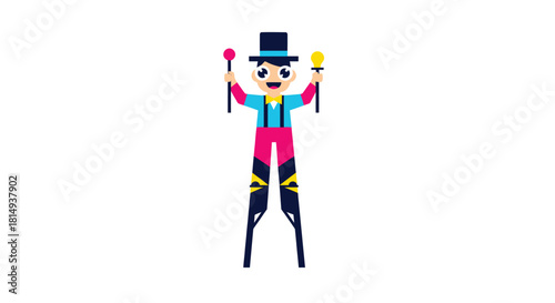 Stilts performer cartoon