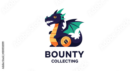 Cartoon dragon with a coin