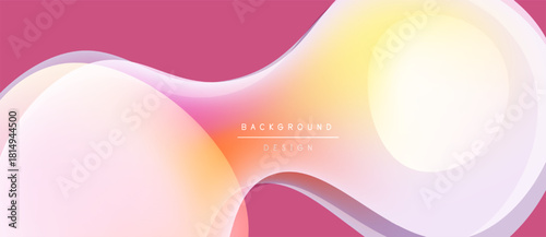 Abstract fluid shapes, pinks, yellows, whites blend. Modern design, smooth gradients create dynamic composition. Background element for projects.