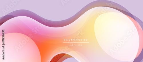 Abstract fluid shapes, vibrant colors blend. Soft gradients create dynamic background design. Modern aesthetic, smooth curves dominate composition.