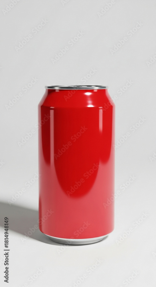 Obraz premium Shiny red soda can with blank label isolated on white background