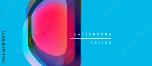 Abstract vibrant design features overlapping colorful circles. Blue backdrop complements pink, purple gradients. Text reads background design.