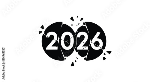 Shattered year number symbolizing future uncertainty and broken dreams