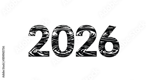 Bold, textured numbers representing the year 2026 against a clean white background, signifying future possibilities and new beginnings.