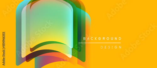 Abstract open book illustration. Vibrant colors blend, creating modern design element. Yellow backdrop enhances visual impact.