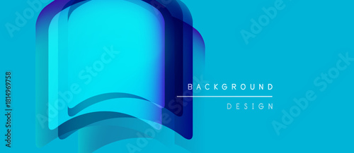Abstract open book illustration. Gradient blues create depth, modern design element for backgrounds. Simple, clean aesthetic.