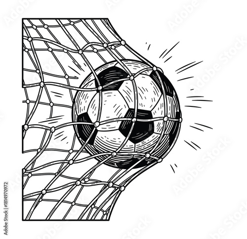 Engraving of Soccer Ball Scoring Goal