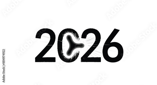 The year 2026 depicted with a futuristic, glowing symbol replacing the number zero