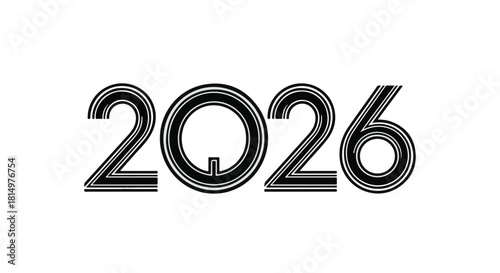 Bold metallic numerals displaying the year 2026 against a clean white background