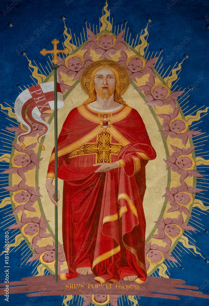 Fototapeta premium Fresco (19th century) of Christ in Majesty or Christ in Glory.