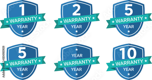 Warranty Badges Set from One to Ten Years Guarantee