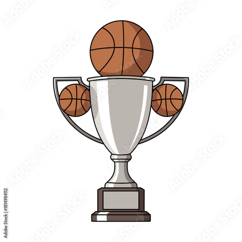 Trophy cup with basketballs on top in a modern design  