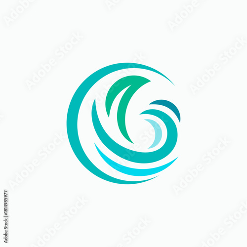 Modern Abstract Green Leaf Logo Symbol Organic
