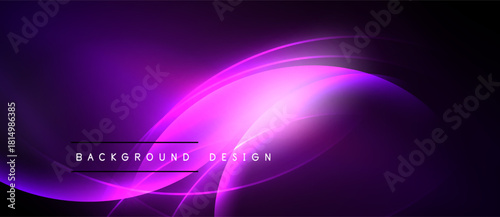 Abstract purple waves, glowing lines create dynamic background. Modern design elements suggest energy, movement, sophistication.