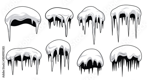 Collection of icicles in various shapes and sizes a winter illustration