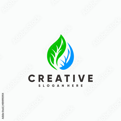 Modern Abstract Green Leaf Logo Symbol Organic