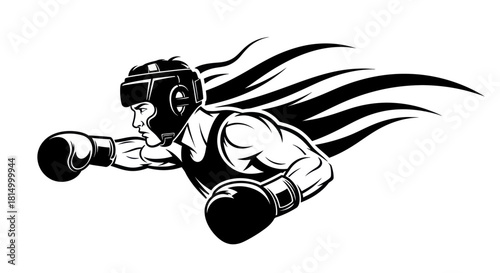 Dynamic Boxer Delivering a Powerful Punch in Action.