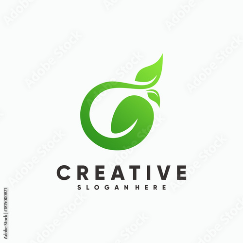Modern Abstract Green Leaf Logo Symbol Organic