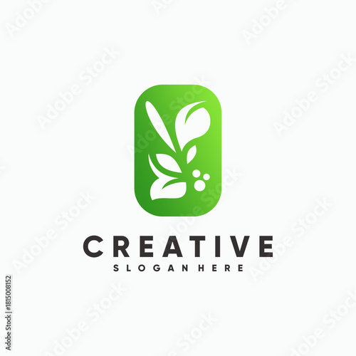 Modern Abstract Green Leaf Logo Symbol Organic