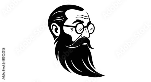 Stylized Portrait of a Bearded Man with Glasses.