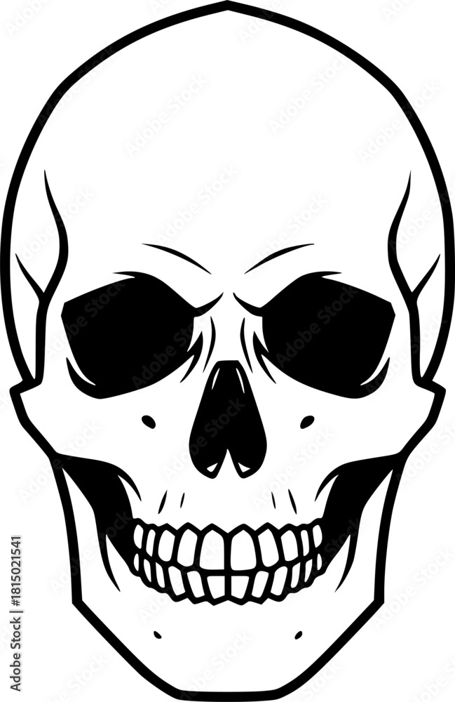 Fototapeta premium outline vector skull in black 